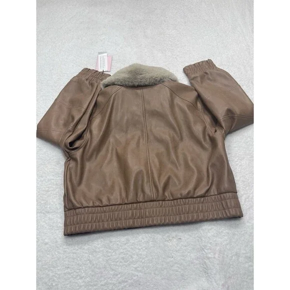 Anthropologie Avec Les Filles Aviator Jacket Brown Faux Leather Western Sz XL NW
